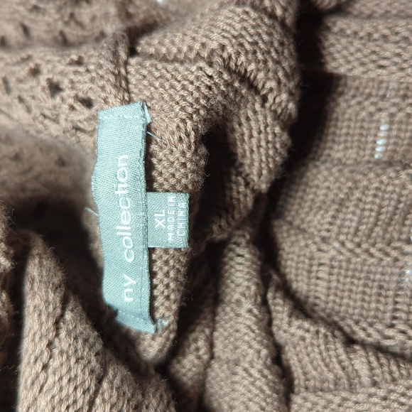 NY Collection Tan Duster Cardigan with Pleated Back Women's Size XL - Picture 3 of 5